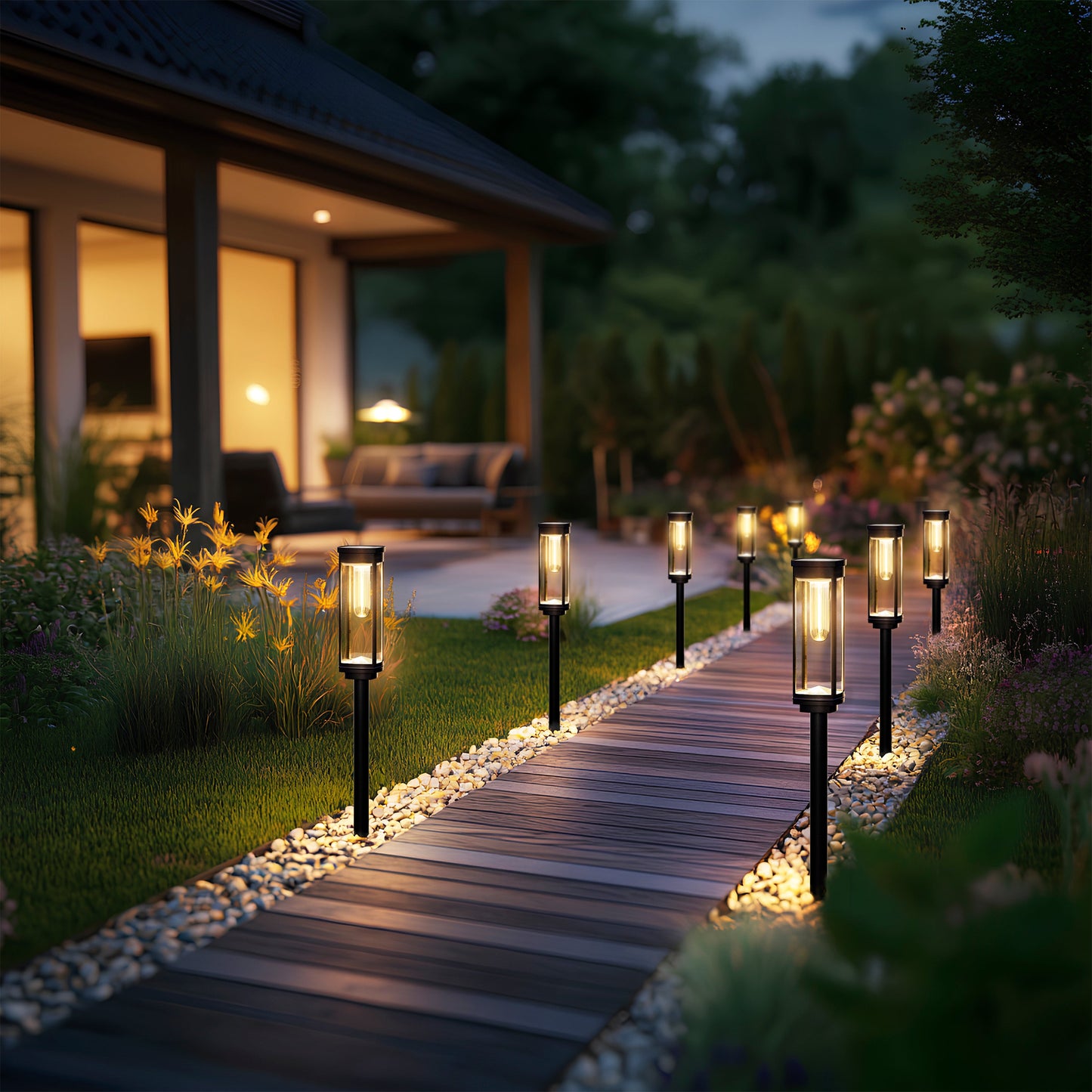 Waterproof Solar Garden Pathway Lights with Automatic On And Off