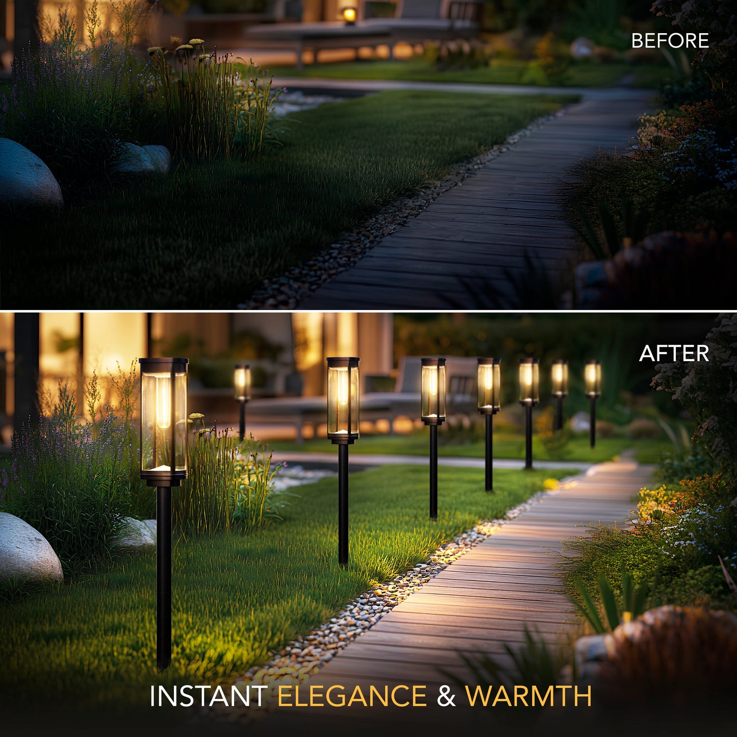 Waterproof Solar Garden Pathway Lights with Automatic On And Off