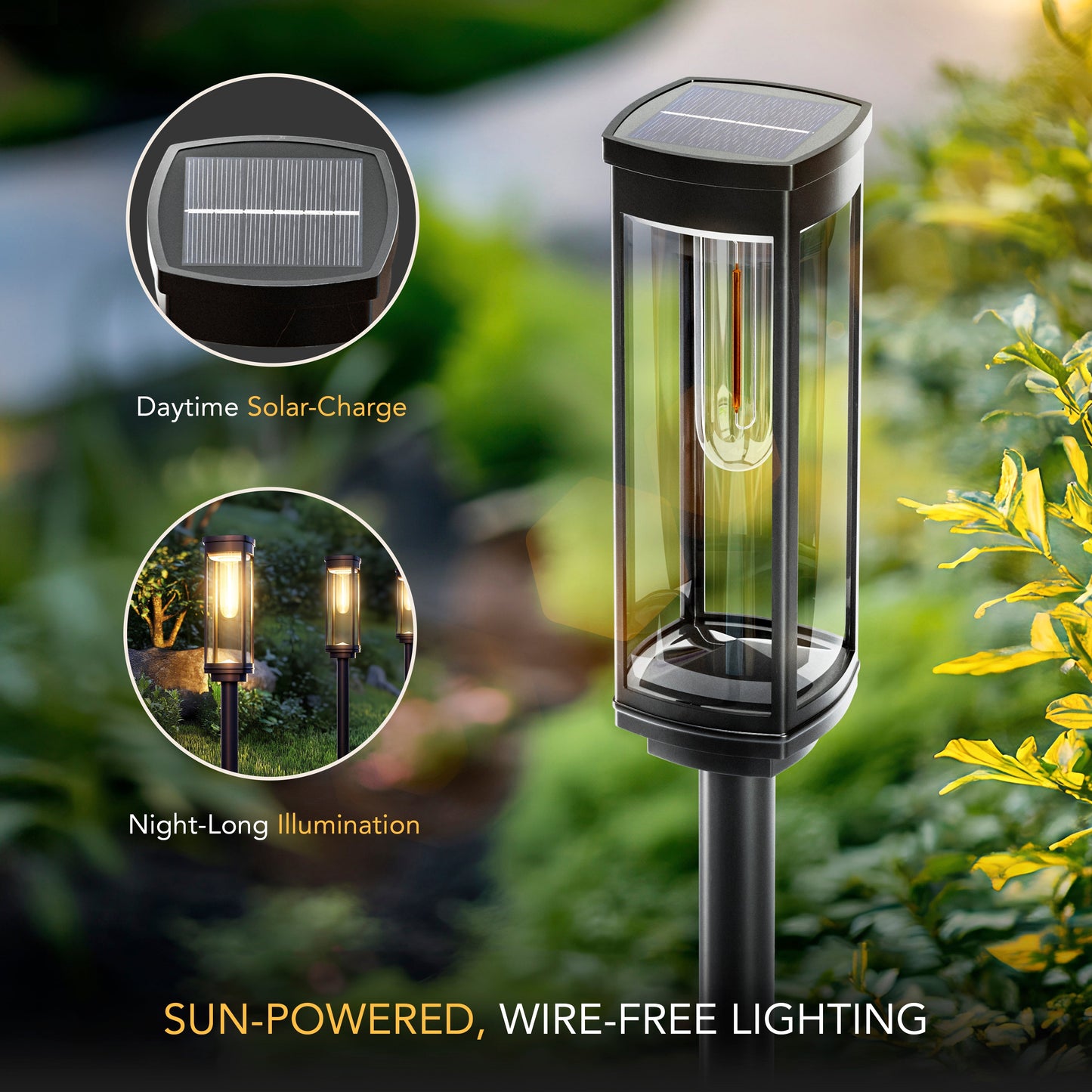 Waterproof Solar Garden Pathway Lights with Automatic On And Off